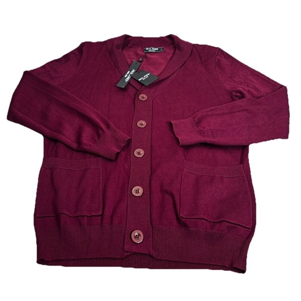 Paul Jones Small Red 5 Button Cardigan Sweater Viscose/Acrylic NWT